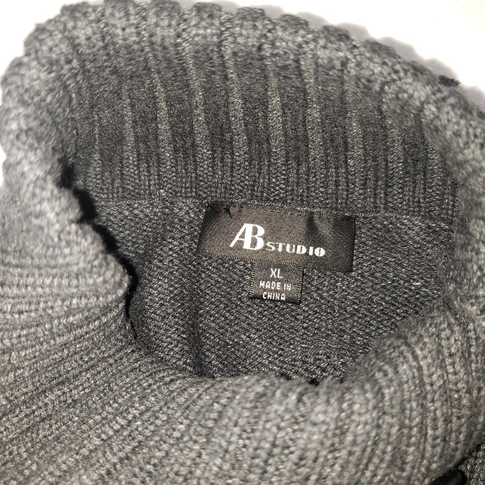 Ab Studio Dark Charcoal Gray Button Cowl Neck Turtleneck Sweater Size Xl New — image 6 of 8
